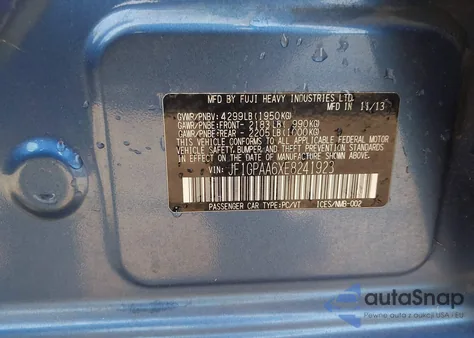 2014 Subaru Impreza 2.0I из США, поврежденный, VIN JF1GPAA6XE8241923